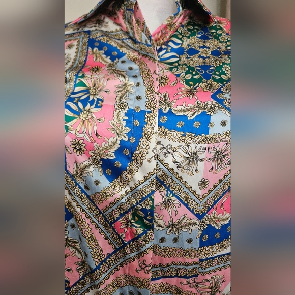 BOSTON PROPER Baroque Scroll Print Sophia Charmeuse Blouse PinkIcing.Size 0 NWOT - Picture 16 of 16